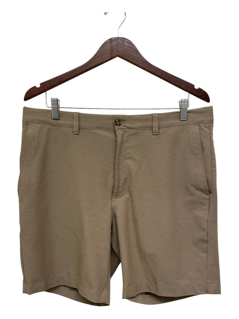 PGA Tour Khaki Flat Front Golf Short with Active Waistband Size 34